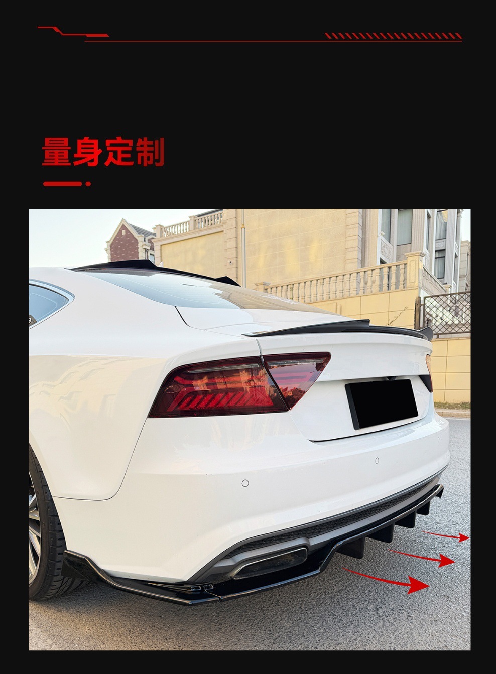 Applicable to 2015-2017 Audi A7 C7 Sline Later Model M4 Style Rear Lip Spoiler Corner Modification Parts