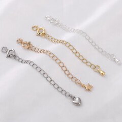 18k包みの金の保色のバラの花の心の水滴の尾のチェーンdiyの手作りのブレスレットのネックレスのスプリングはチェーンの部品を延長します。