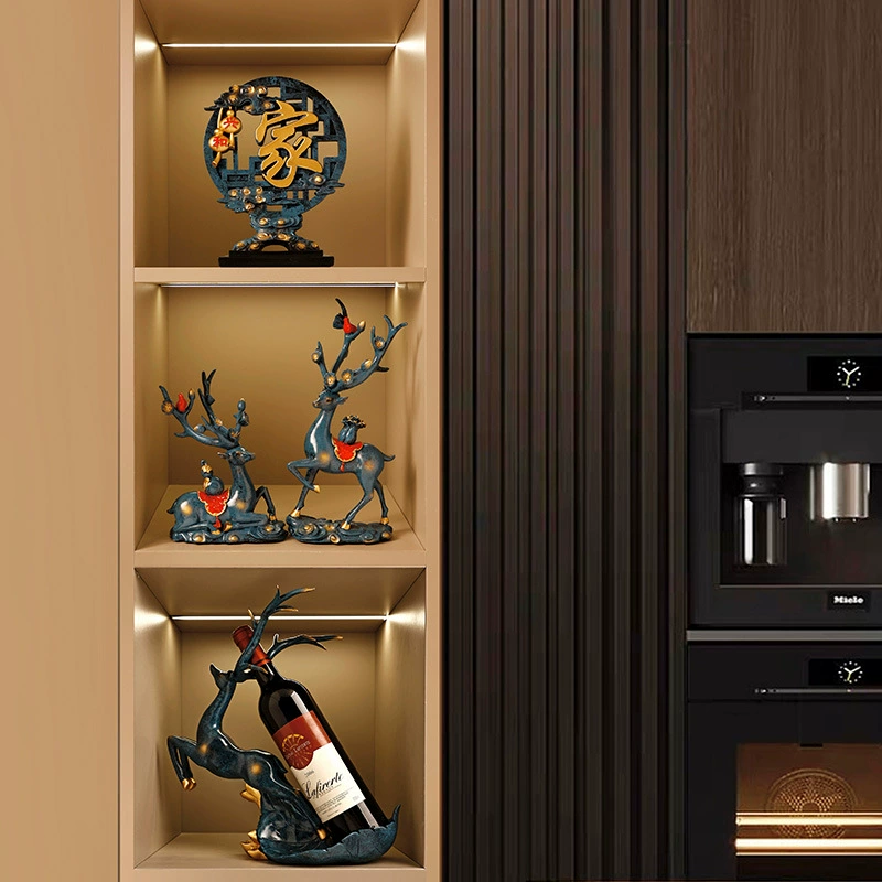 Beihanmei Creative Elk Wine Rack Ornaments Light Luxury Living Room New Chinese Home Entrance Wine Cabinet Decoration Annual Meeting Gift