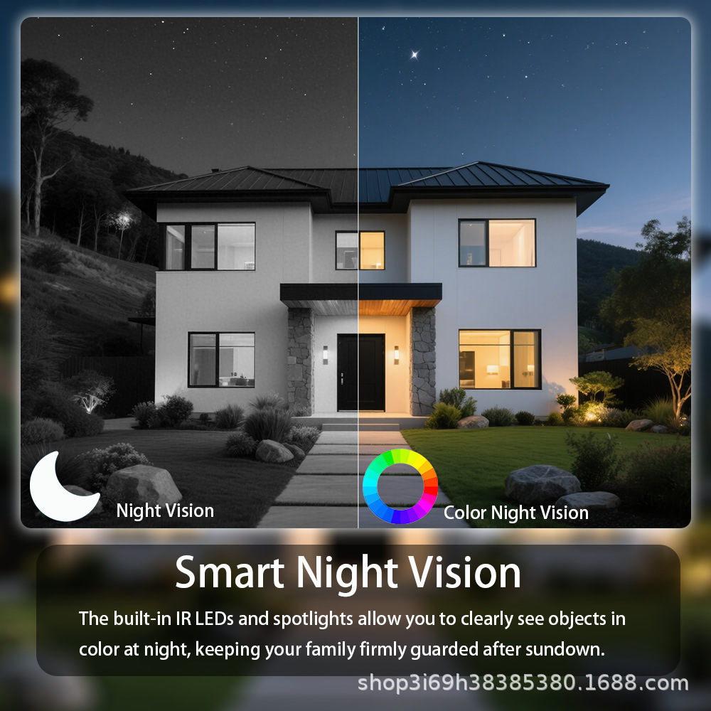 360 grados doble lente interior y exterior monitoreo dual fuente de luz HD full color visión nocturna cámara panorámica 4G WIFI