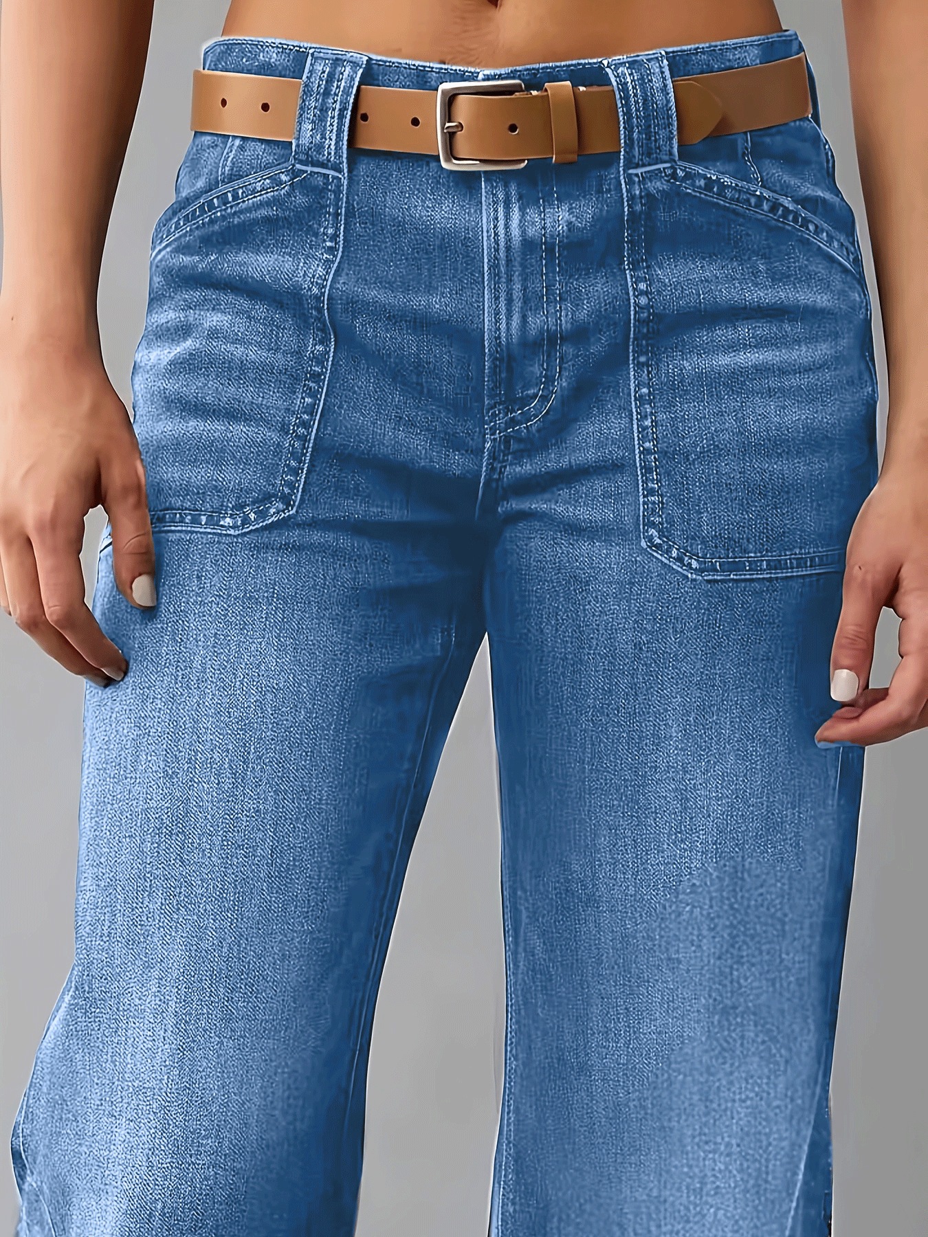 Vintage High-Waisted Straight Leg Jeans For Women – Distressed Hem Relaxed Fit Denim Pants (Dark Blue, Light Blue, Black)_mkmklike.com