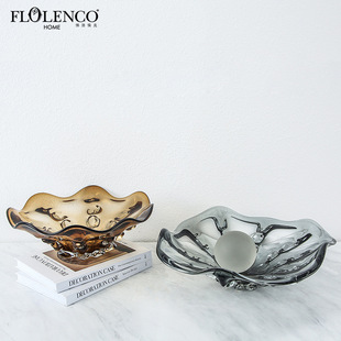 Modern Simple European Style Glass Shaped Fruit Pot Model House Villa Home Dining Table Coffee Table Fruit Plate Decoration