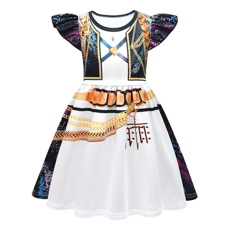 万圣节新品韩流女团K-POP猎魔女团cos服鲁米儿童印花飞飞袖连衣裙|undefined