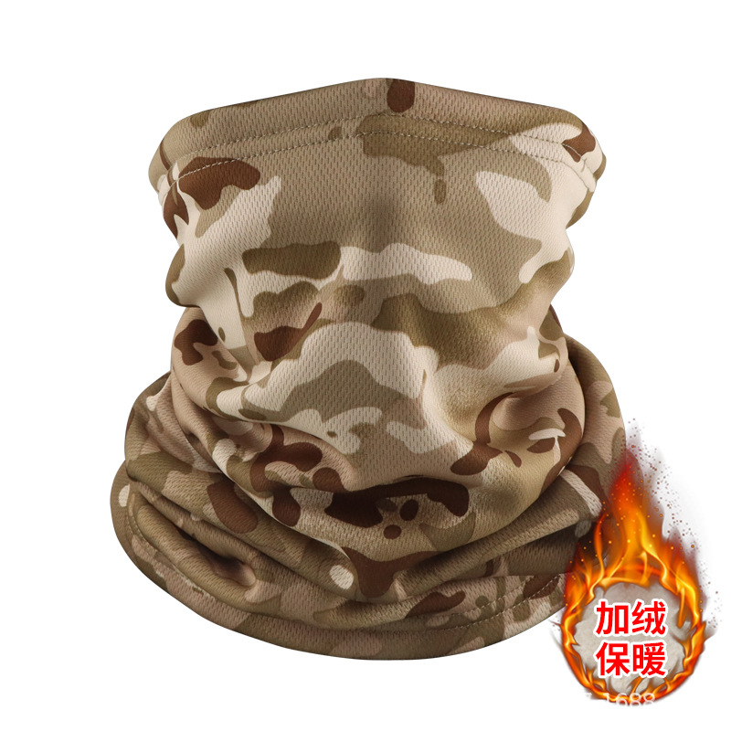 Máscara de invierno transfronteriza con buñuelo de vello grueso turbante de camuflaje para montar al aire libre con cubierta de cuello caliente para esquiar