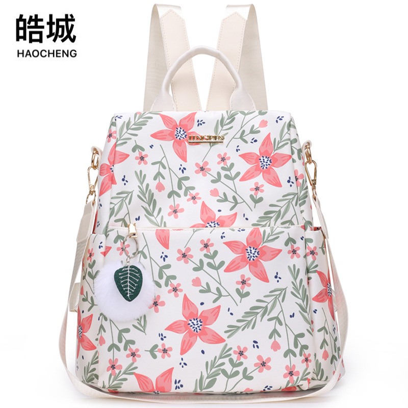 2024 nueva mochila con estampado antirrobo para mujer casual moda literaria ligera mochila de viaje fresca al por mayor