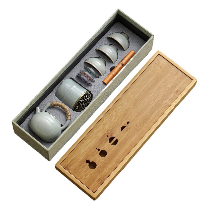 Dehua Travel Kung Fu Tea Set Small Set Household Simple Teapot Ceramic Tea Cup Outdoor Tea Tray Portable Bag