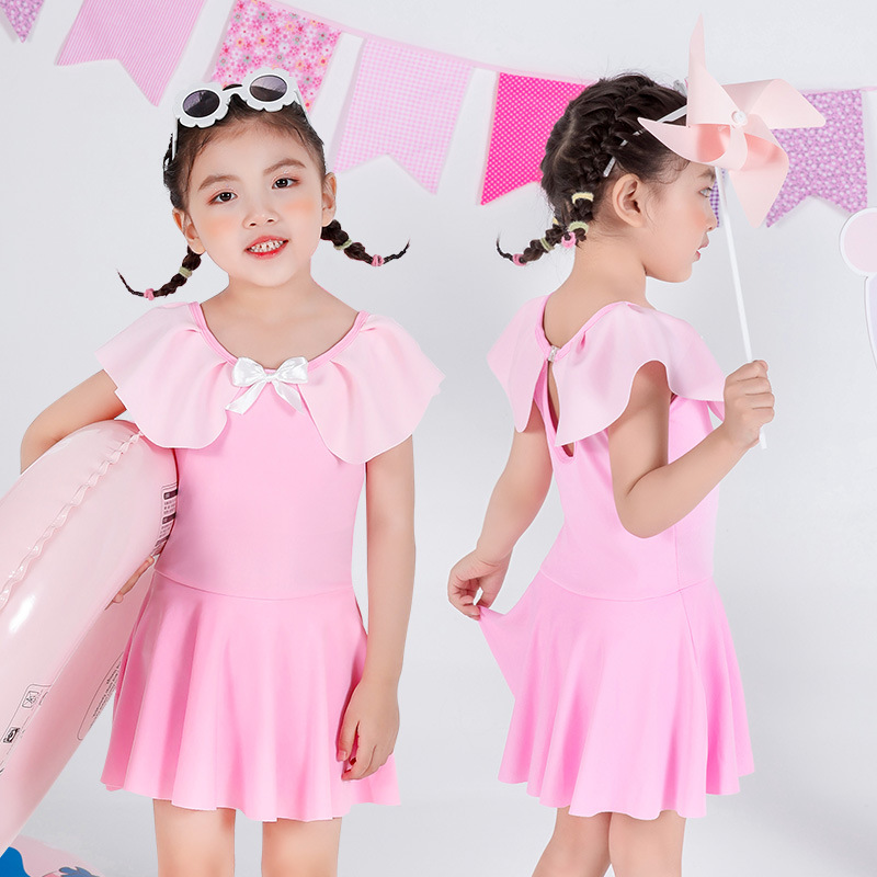 Traje de baño para niños vestido de una pieza de estilo coreano para niñas y niños de moda color sólido estilo occidental lindo traje de baño de vacaciones junto al mar