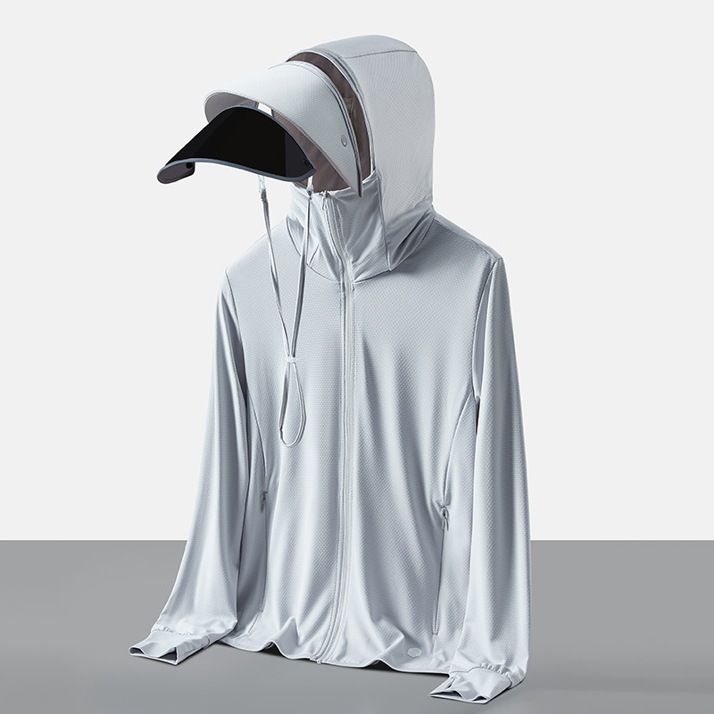 Sunscreen Clothing Women's Summer Lightweight Breathable Sunscreen Clothing with Big Hat Brim Outdoor Anti-UV Bike Skin Coat