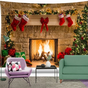 Cross-Border Ins Style Manufacturer Wholesale Christmas Home Tapestry Bedroom Hanging Cloth Living Room Tapestry Brushed Cloth 90G/Flat