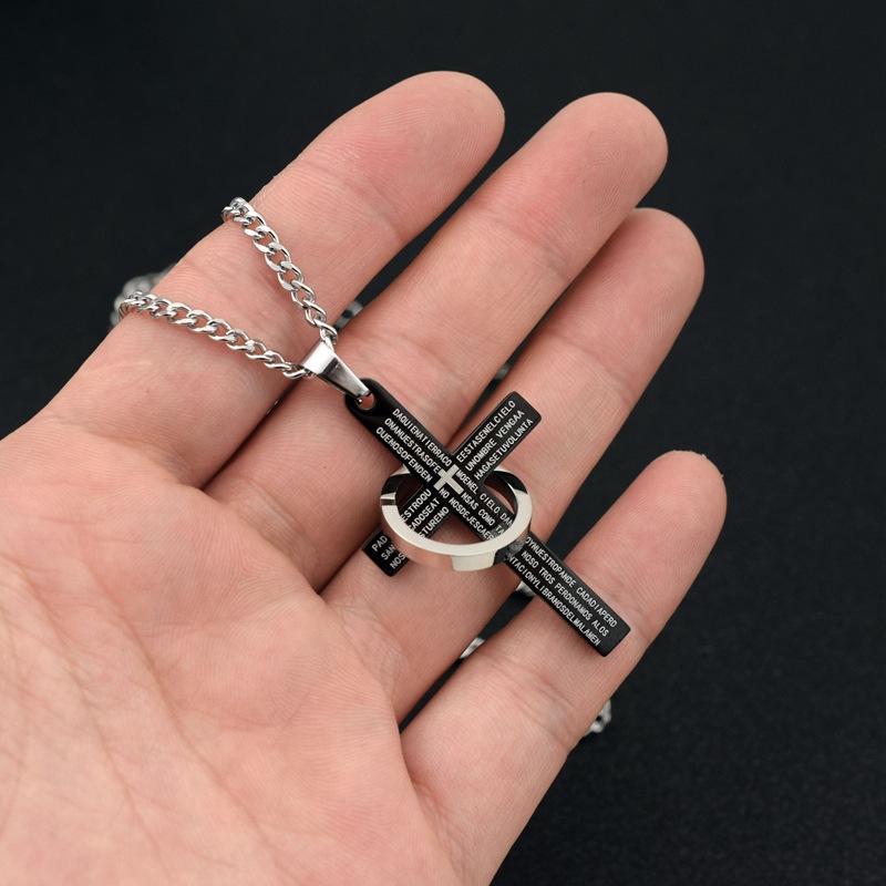 Casual Simple Style Cross Letter Titanium Steel Polishing Pendant Necklace display picture 5