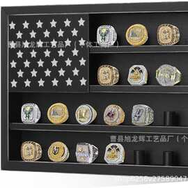 新款跨境木制国旗盒奖牌展示收纳盒壁挂式徽章置物收纳展示架