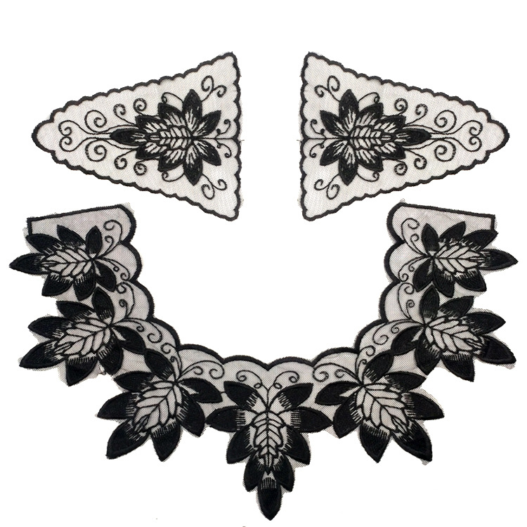 水溶蕾丝 刺绣胸花 网底绣花 领花 袖花 衣领 三件套 假领子