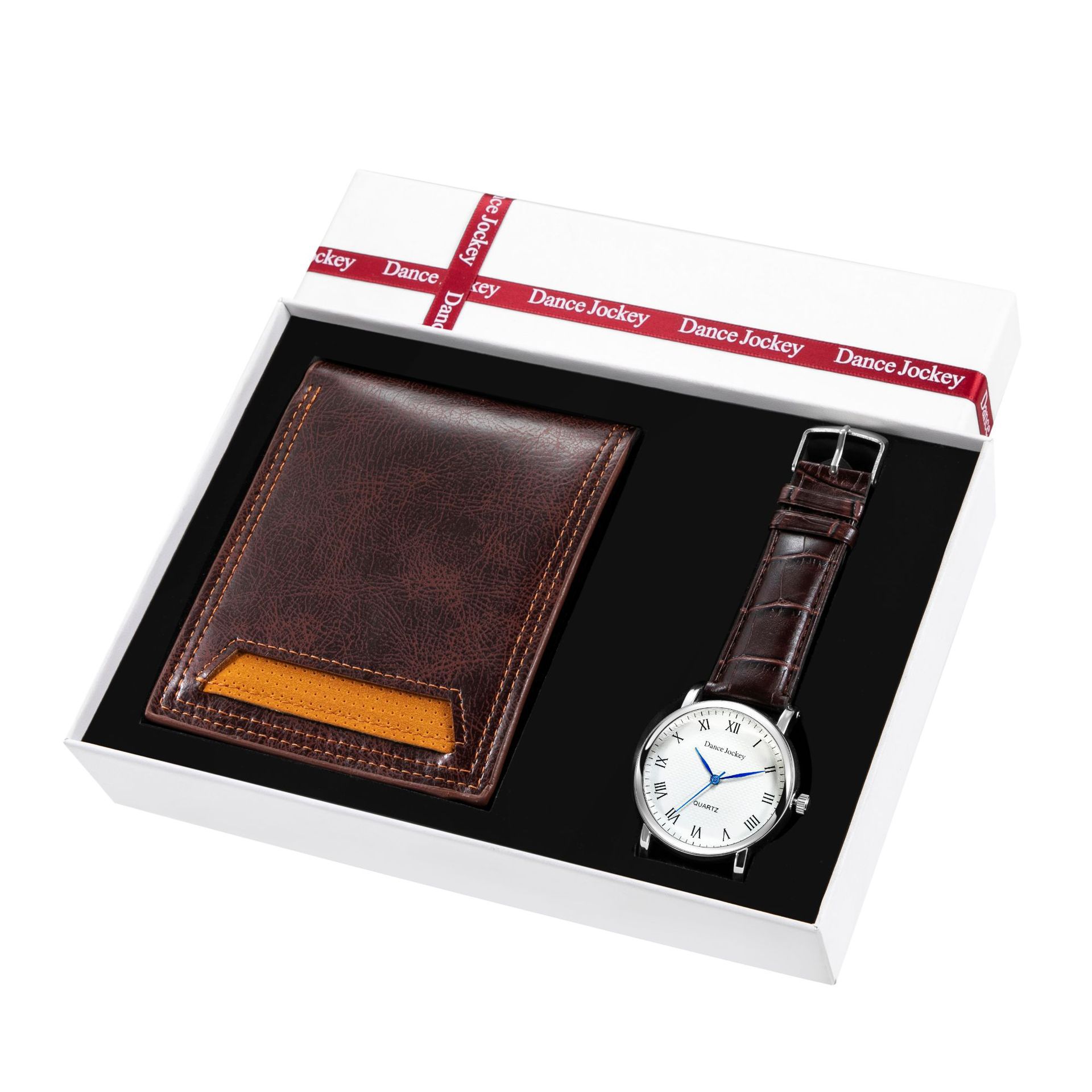 Neues Stil Geschenkbox-Set Herrenuhr Brieftasche Set Herrengürtel Quarzuhr Brieftasche Kreatives Set_voghion.com