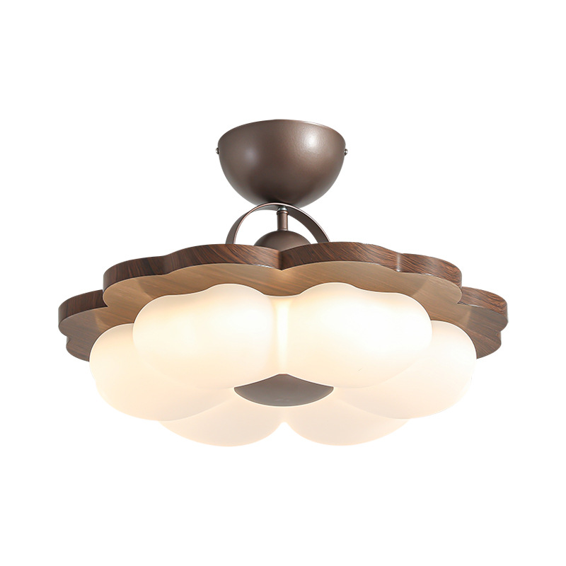 Luz de techo del dormitorio de estilo medieval nuevo retro color nuez flor de la habitación de los niños creativa luz de protección de ojos brillante 461L