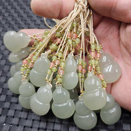 东陵玉葫芦玉石挂件草绿色石英岩玉葫芦吊坠项链坠毛衣链玉坠