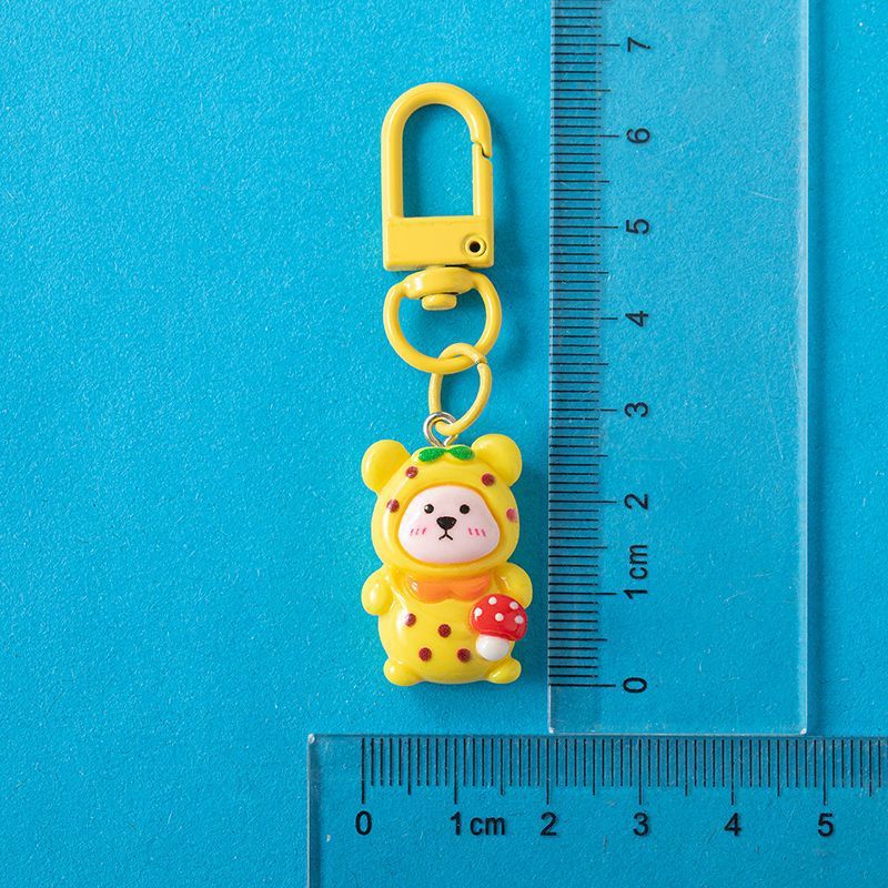Caricatura hongos osos llavero dulce colgante mochila de estudiantes colgante resina adorable DIY joyas pequeños regalos