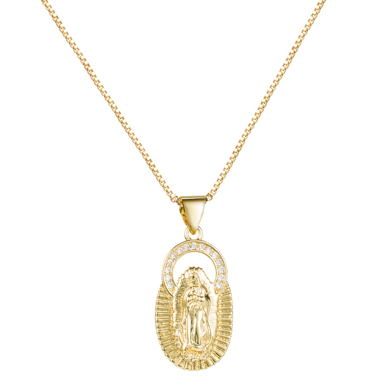 Fashion Virgin Mary Pendant Copper Micro-inlaid Zircon Necklace display picture 6