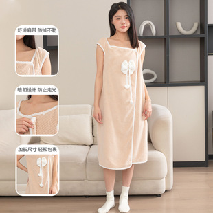 New Style Pineapple Coral Fleece Bath Dress Soft Thickened Absorbent Cute Bow Wearing Bath Towel Sling Bath Dress