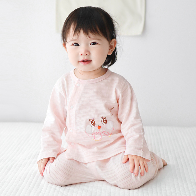 Bebé de manga larga juego de verano para niños niñas algodón delgado dividido aire acondicionado para niños pijamas de verano ropa de bebé