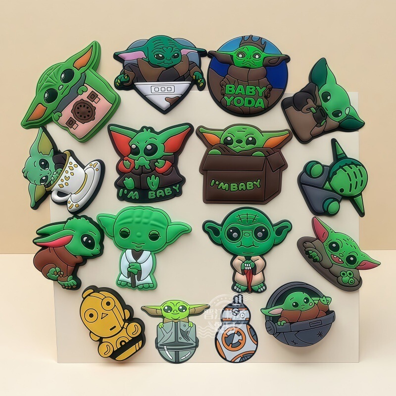 Cross-border decorative shoe charms for clogs, Yoda shoe accessories, DIY shoe fasteners, PVC soft rubber accessory buckles, factory wholesale Cross-border decorative shoe charms for clogs, Yoda shoe accessories, DIY shoe fasteners, PVC soft rubber accessory buckles, factory wholesale