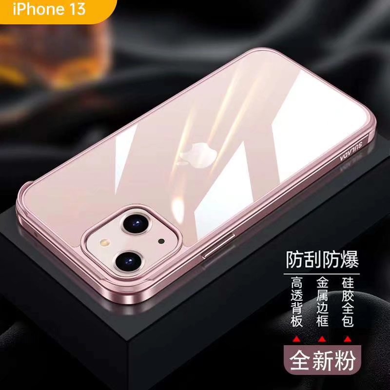 Suitable For IPhone13pro Metal Frame Mobile Phone Shell 12mini Transparent Shell Apple 11promax Protective Cover
