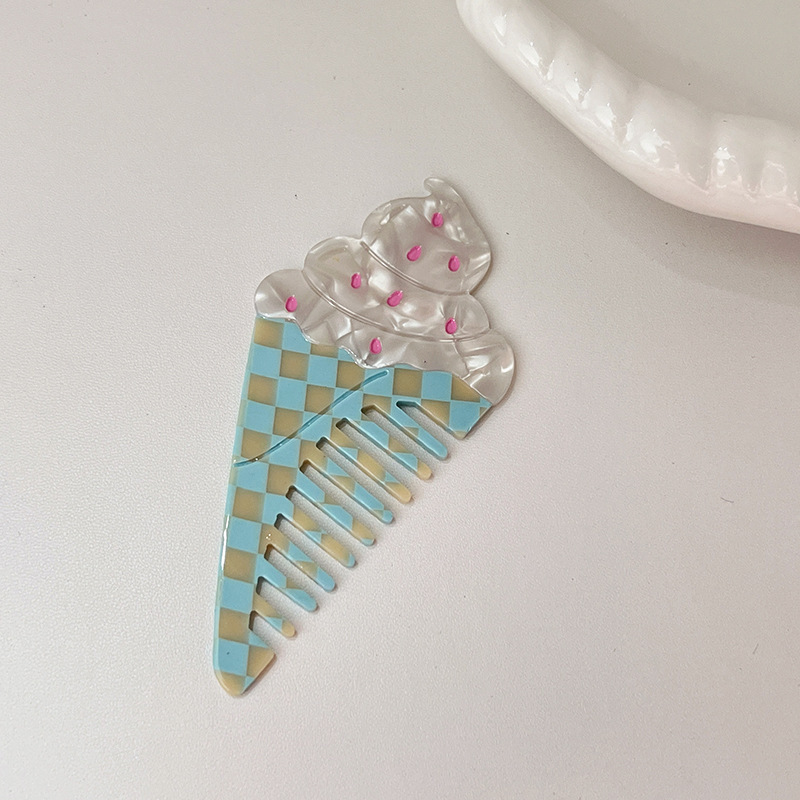新款小众设计水果美发梳趣味冰淇淋汉堡醋酸梳子可爱拼色女头梳|undefined