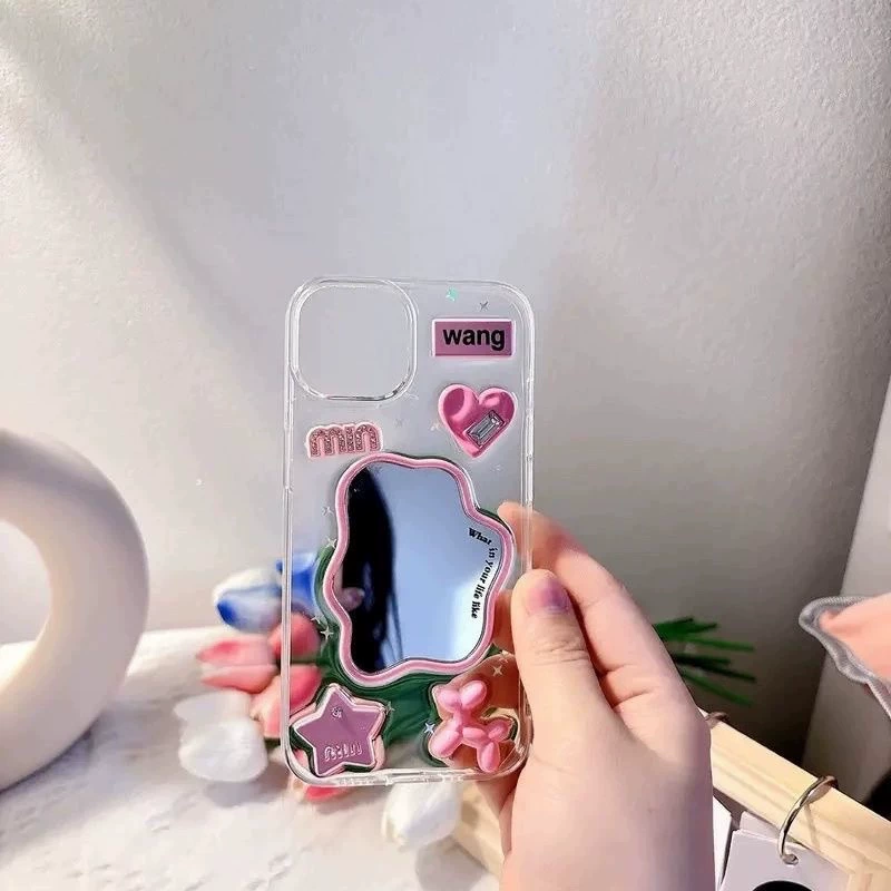 Чехол для телефона (Apple) iPhone 7–17 серия, зеркальная задняя панель, модные 3D подвески