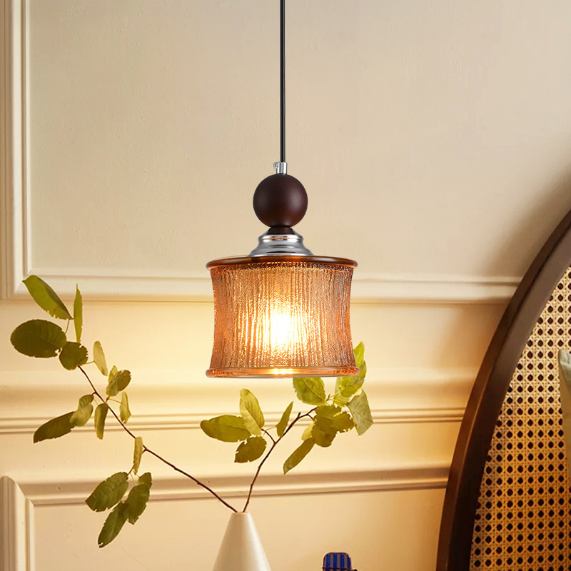 Restaurante japonés nórdico dormitorio simple casa de alojamiento lámpara de cabezal de cama balcón bar ventanas bar candelabros de vidrio de nuez