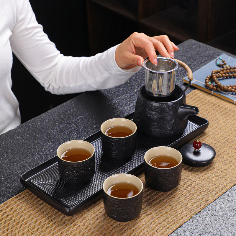 黑陶茶具套装配茶盘家用简约整套功夫茶具办公会客送礼厂家批发