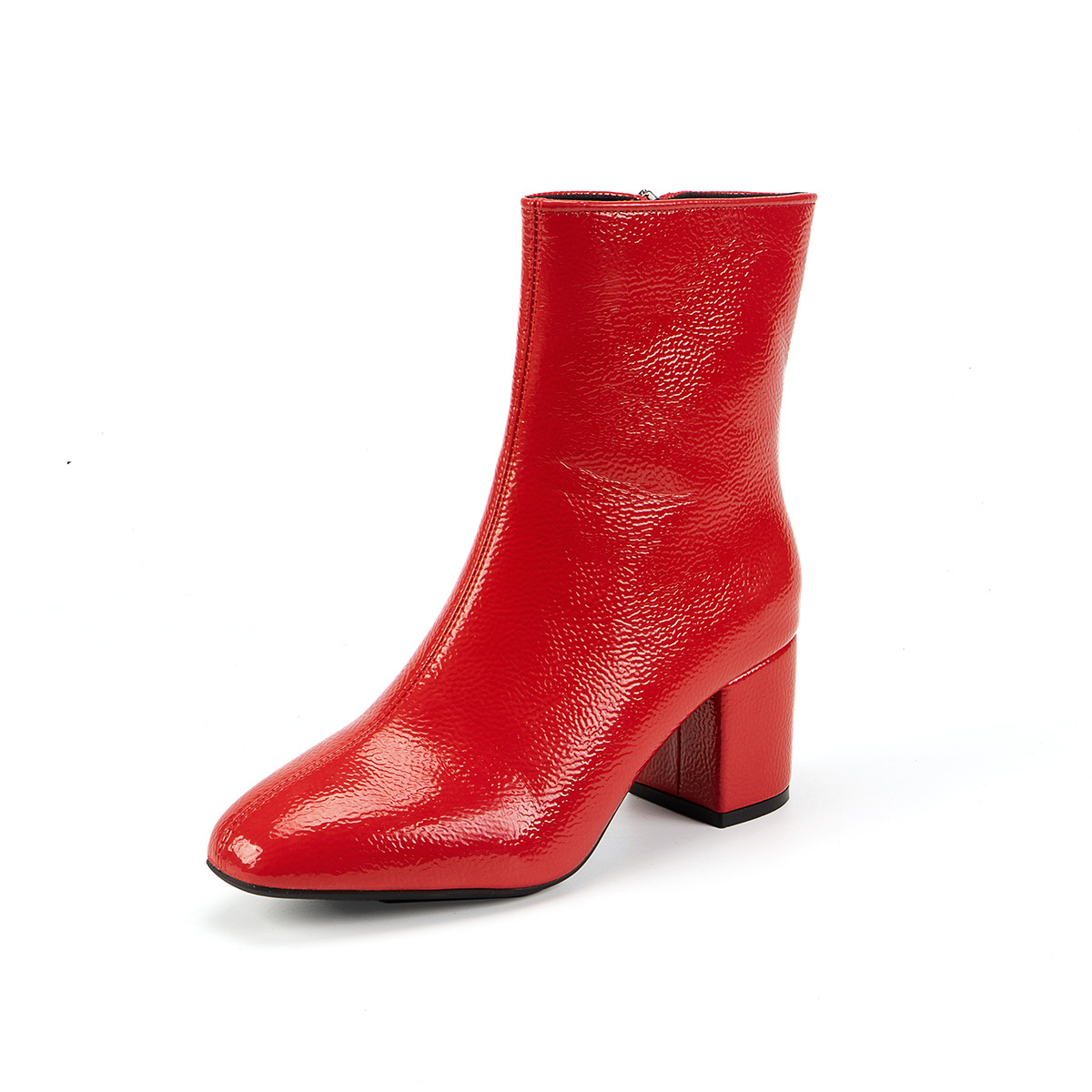 Tacones altos 2026 otoño nuevo tamaño europeo y americano cremallera lateral de tacones gruesos cuadrados zapatos de botas cortas de comercio exterior mujeres image 6