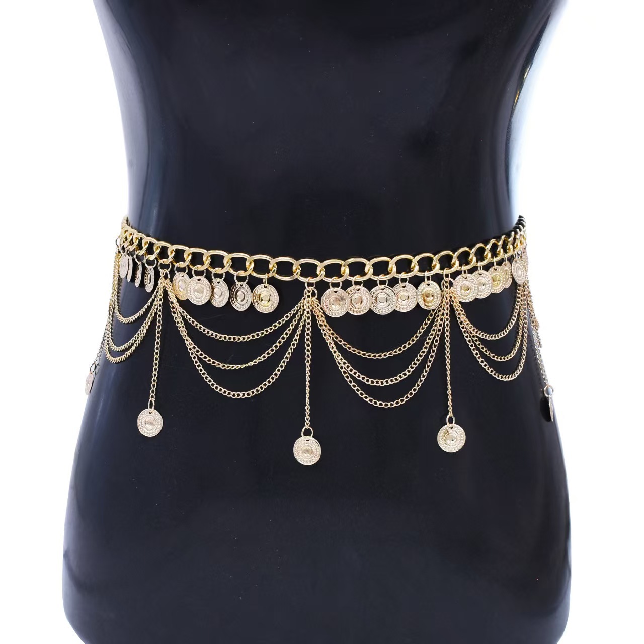 Ancient Style Photo Photography Dance Versatile Accessories Belt Multi-Layer Tassel Chain Butterfly Gemstone Sun and Moon Pendant Waist Chain