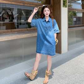 现货：夏装新款宽松显瘦气质巨好看牛仔连衣裙