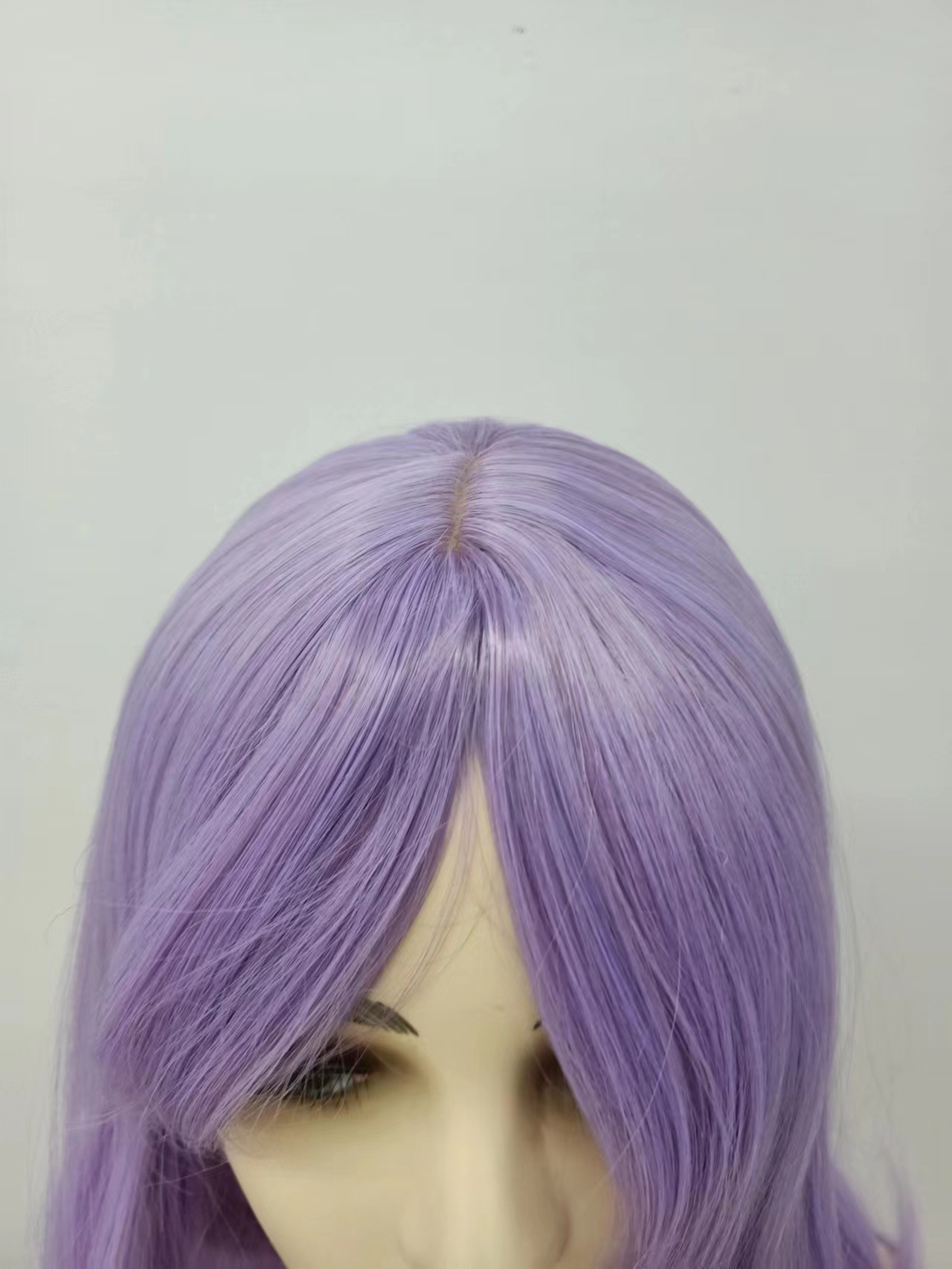 Peluca de fibra química al por mayor, peluca morada corta de seda de alta temperatura, mecanismo completo