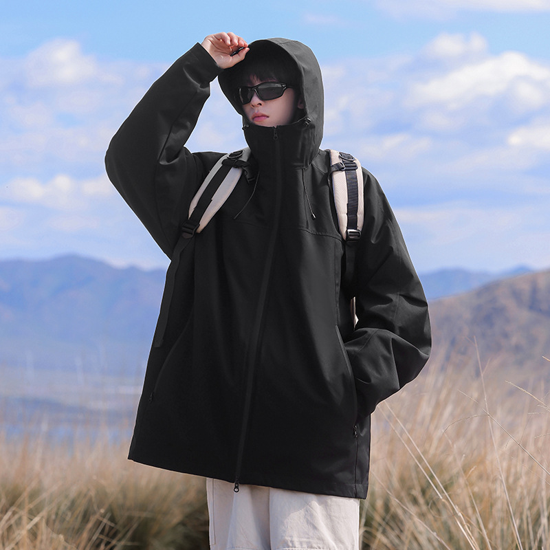 Chaqueta de montaña con chaqueta encapuchada masculina y femenina marca de primavera y otoño al aire libre de montaña casual 3 - en - 1 impermeable a prueba de viento