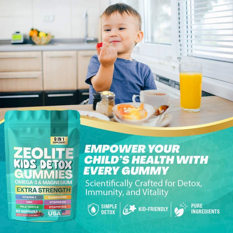 Зарубежная торговля Amazon кросс-борт ZEOLITE KIDS DETOX ЖЕвачки детские желатиновые зентокс гомми в наличии
