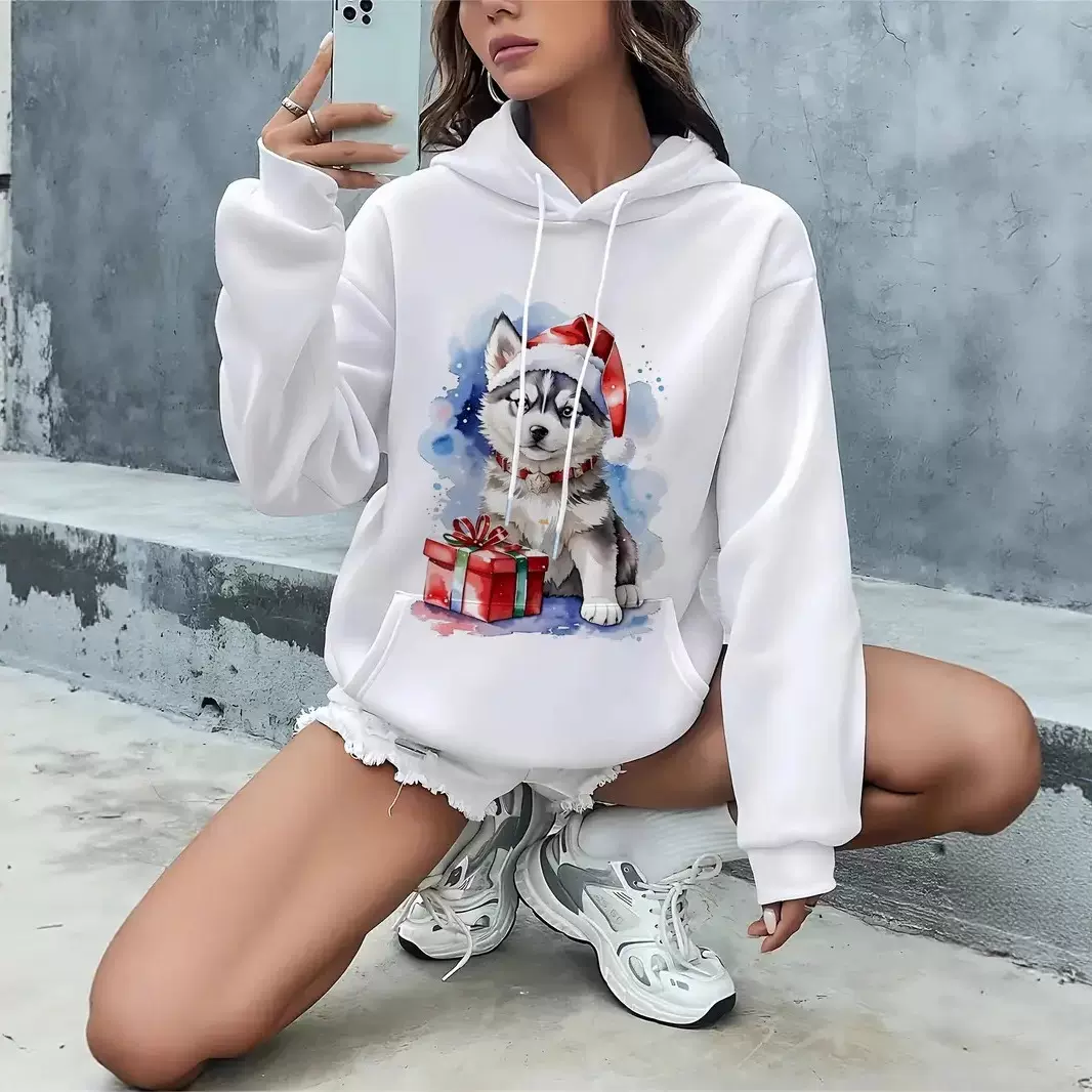 2025跨境外贸新品大码女士3d印花潮流宽松连帽卫衣