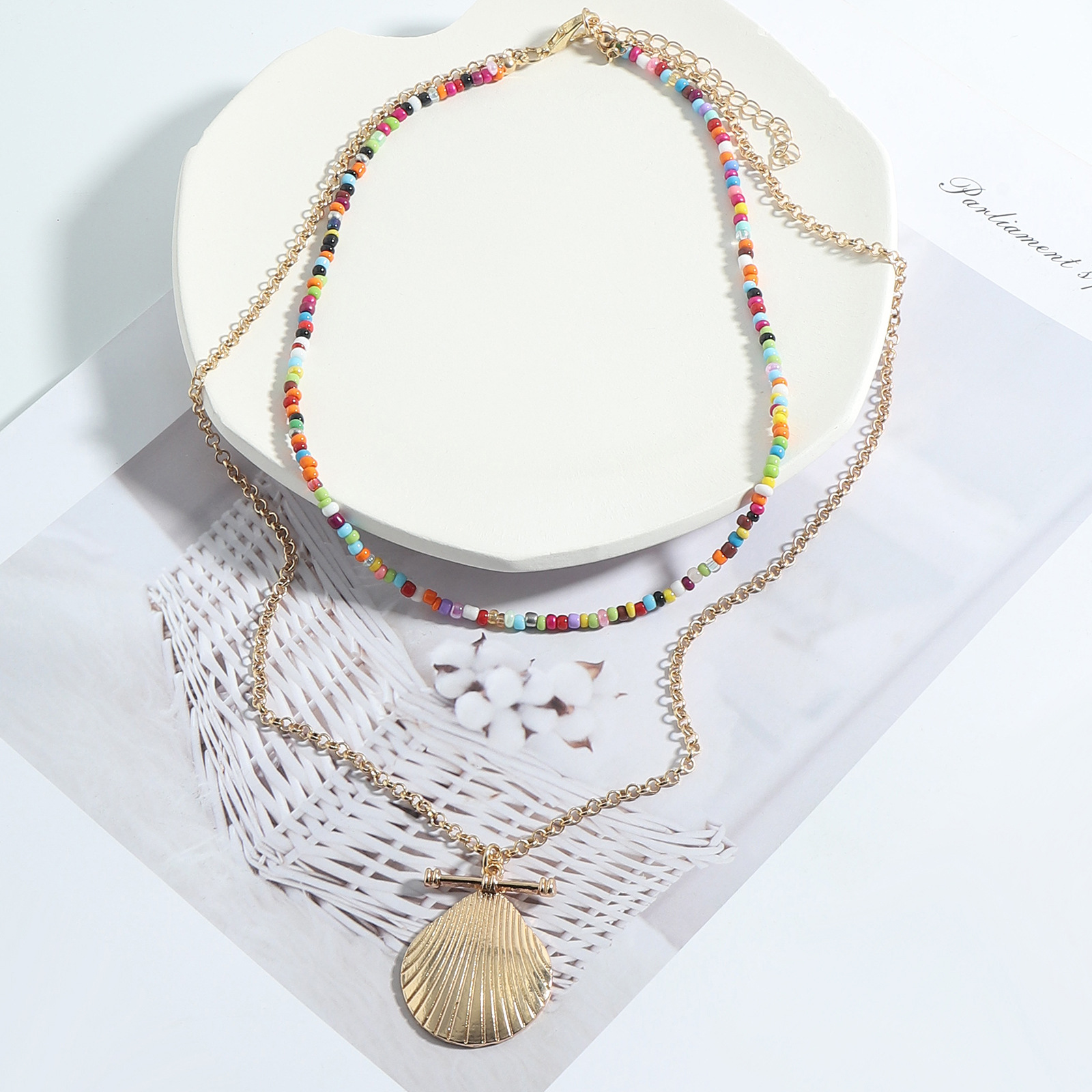 Nihaojewelry Jewelry Wholesale Shell Pendant Colorful Beads Multi-layered Necklace display picture 21