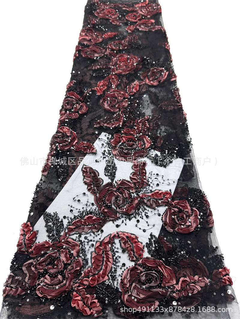 Moda francesa retrógrada de ancho lleno con tela de encaje bridal sequins lace fabric