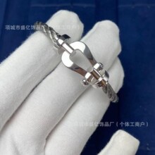 费雷德转运银色钢丝绳无钻银色手链情侣款
