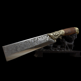 Genuine goods Longquan chivalrous House boutique firewood cutter integrated forged fish Yue Longmen square head sickle stainless steel watermelon knife