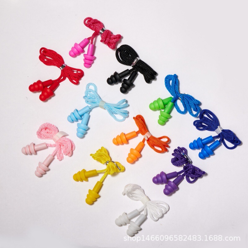 2025 Manufacturer Swimming Earplugs with Wire Silicone Shampoo Bath Waterproof and Noise-Proof Aviation Industry Disposable Earplugs