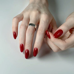 四季款短款顯白高級氣質正紅色姨媽紅純色穿戴甲美甲婚甲新年甲