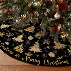 国境を越えた新しいクリスマスの木のスカートの短いぬいぐるみのプリントの木のスカートの金色のクリスマスツリーのクリスマスツリーの台座のエプロン