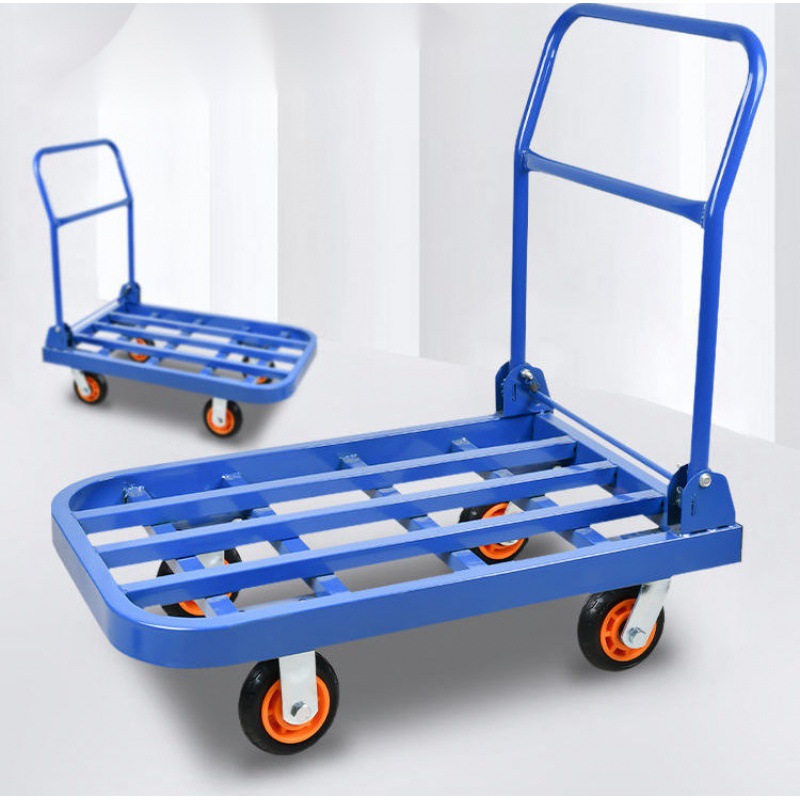 wheelbarrow Pull a van Steel pipe Flat car fold Mute Van trailer Portable household Trolley Kageyasu