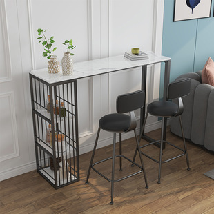 Nordic marble bar table home wall partition small rectangular dining table high leg long narrow bar table and chair combination