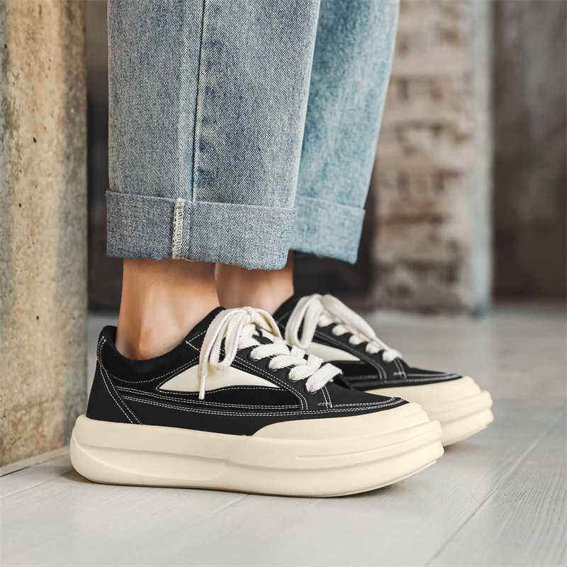 Chaussures décontractées à semelle épaisse pour hommes, chaussures de sport polyvalentes, à la mode, pour augmenter la hauteur, faites maison, automne et hiver_voghion.com