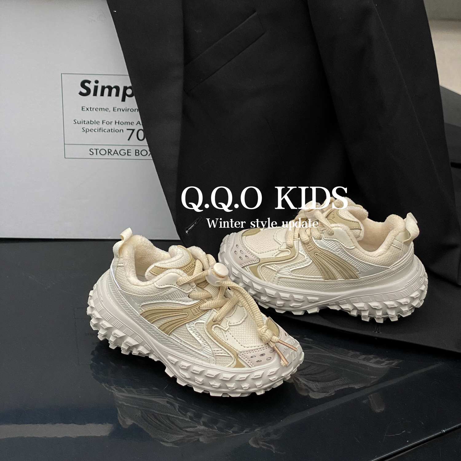 QQO Kinderschoenen 2023 Herfst Nieuwe Jongens Mode Tucker Tire Schoenen Antislip Sportschoenen Meisjes Papa schoenen_voghion.com