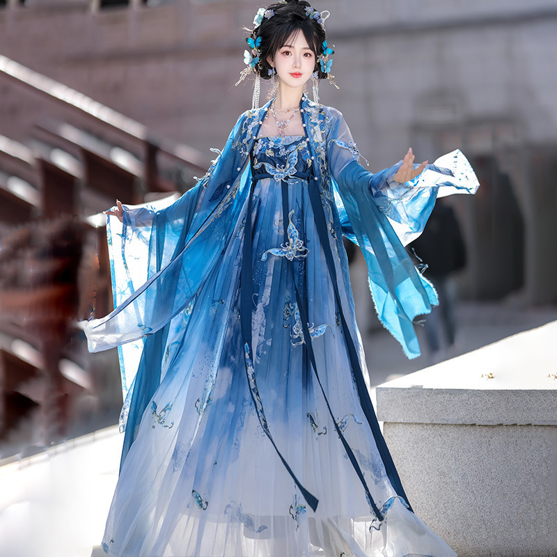 重工刺绣齐胸仙气诃子褶裙唐制汉服女夏季|undefined