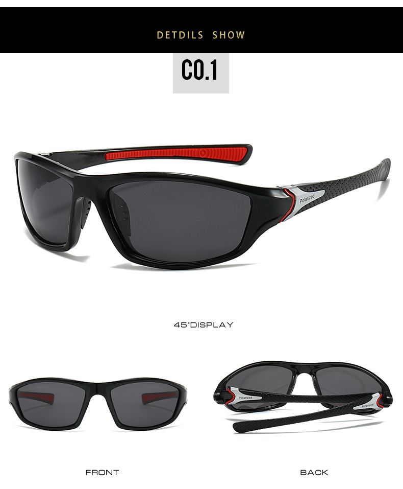 72g Weight Full Frame Glasses Structure Sunglasses Classification Tac, UV400 Protection Lens Material Biker Glasses Style Travel Occasion Color Block Pattern All Seasons Season Unisex Gender Casual Style Grey, Black Color Casual Color Block Tac UV400 Protection Biker Full Frame Men's Sunglasses 7