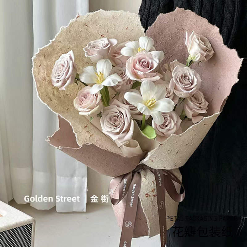 Papel de pétalos rasgado Huaxi, ramo de flores, papel de flores, papel de regalo, papel de regalo, floristería, papel hecho a mano